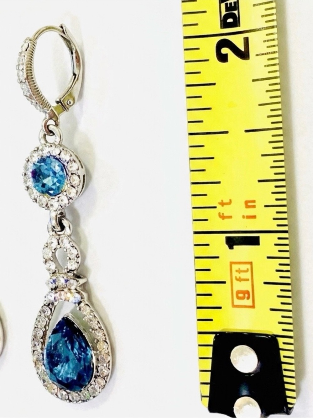 Givenchy Silver Sapphire Blue
Crystal Drop Earrings 2 inches Never Worn NEW Auth - Picture 7 of 7